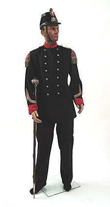 Uniform en uitrusting van een sergeant-tamboer van de infanterie van de Utrechtse schutterij