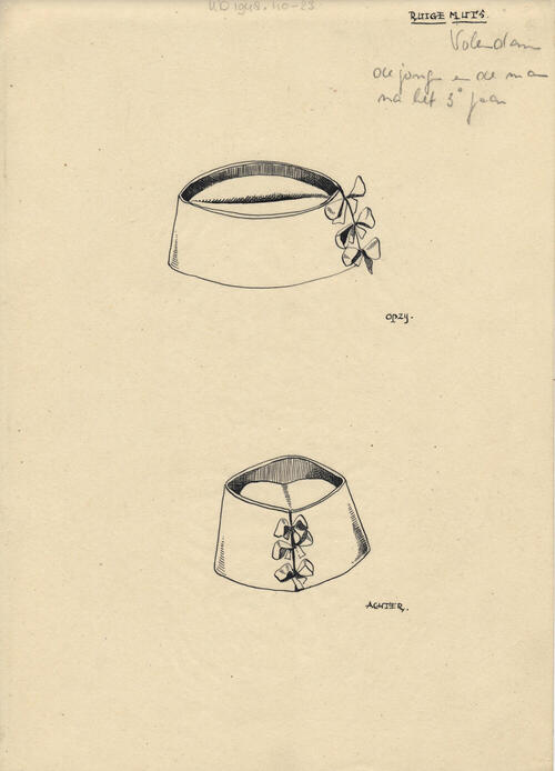 Tekening van een 'ruige muts', Volendam