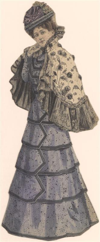 Vel met opgeplakte modebladknipsels van ca. 1890-1910