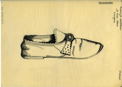 Tekening van een schoen, Marken
