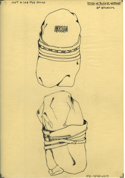 Tekening van het kind in ruigje, Marken