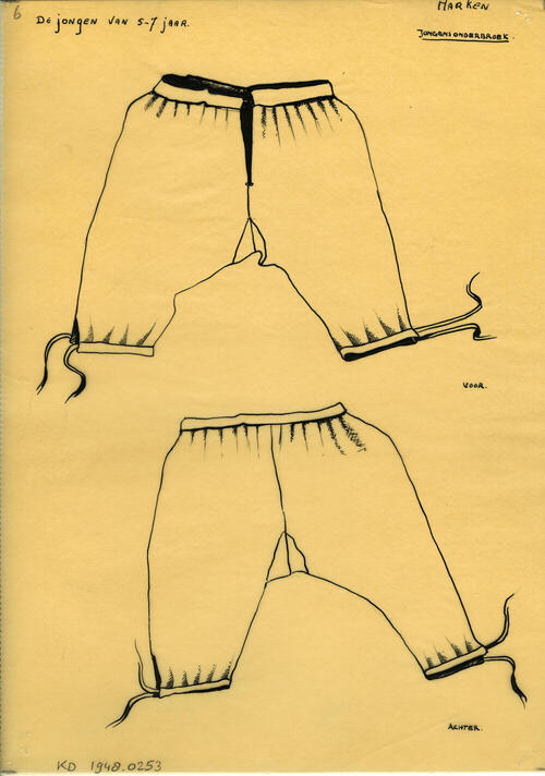 Tekening van een jongensonderbroek, Marken