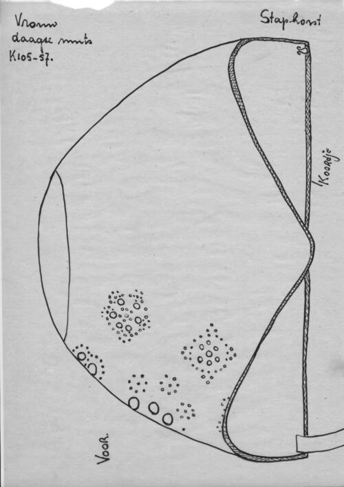 Tekening van een daagse muts, Staphorst