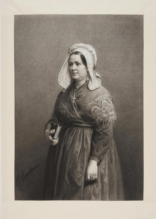 Vrouw in dracht uit Noord-Brabant, 1875–1926