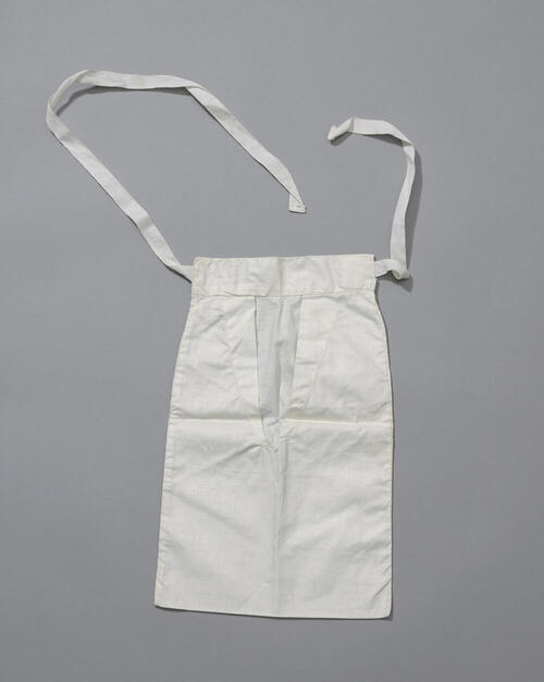 Witte katoenen zijzak uit Urk, voor 1956