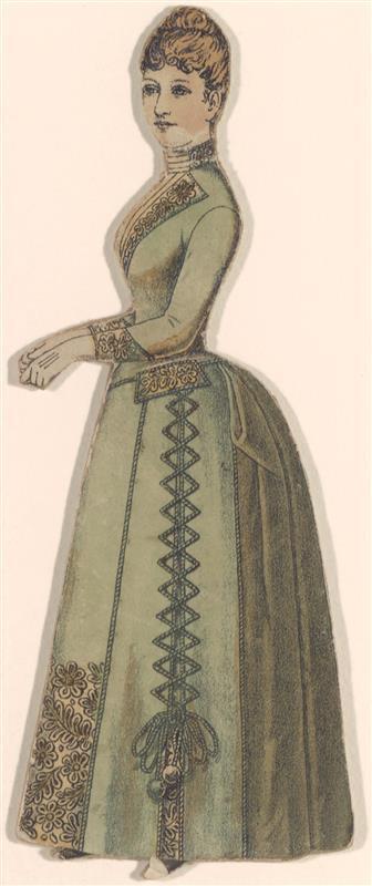 Vel met opgeplakte modebladknipsels van ca. 1890-1910