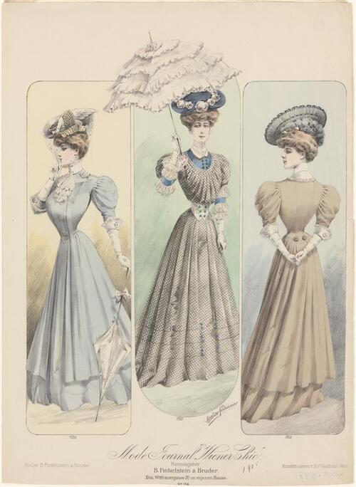 Modeprent (japonnen nrs. 1720, 1721, 1722) uit Mode Journal Wiener Chic