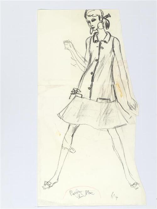 Modetekening van jurk Patou
