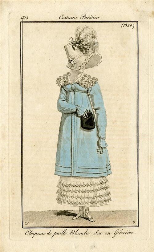 Costume Parisien 'Chapeau de paille Blanche. Sac en Gibercière'