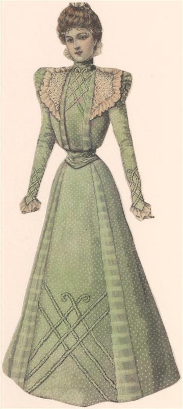 Vel met opgeplakte modebladknipsels van ca. 1890-1910
