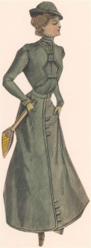 Vel met opgeplakte modebladknipsels van ca. 1890-1910