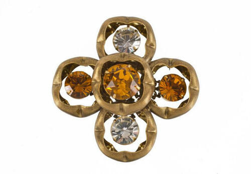 Broche bloem met kristallen