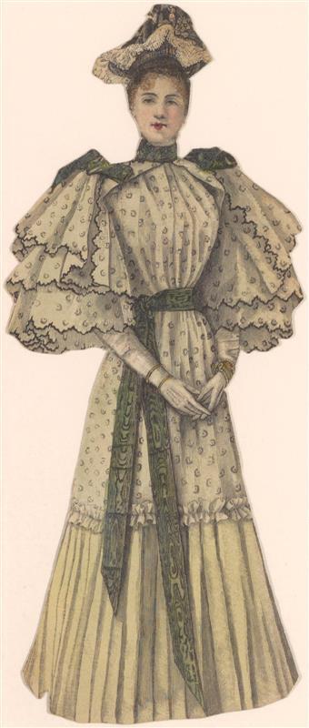 Vel met opgeplakte modebladknipsels van ca. 1890-1910