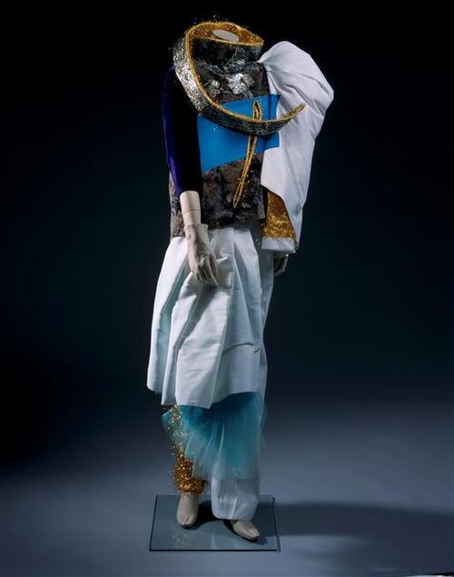 Damesensemble voor Robijn Fashion Award 1997 'Caught in colour' bestaande uit lijfje, overlijf,…