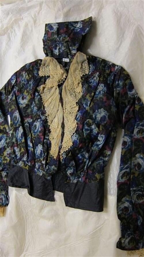 Blouse met ikat-effect in blauw, paars en roze