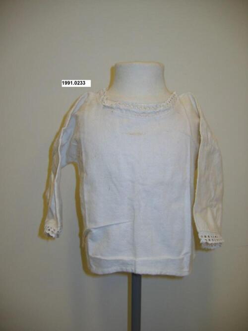Onderhemd in witte flanel met lange mouwen