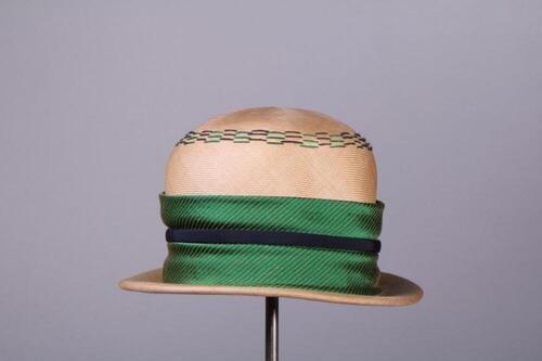 Strohoed met brede groene band