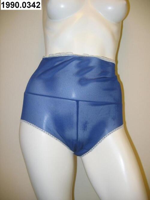 Hoge onderbroek in blauwe nylon