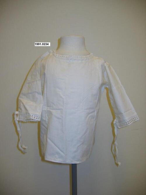 Onderhemd in witte flanel met lange mouwen
