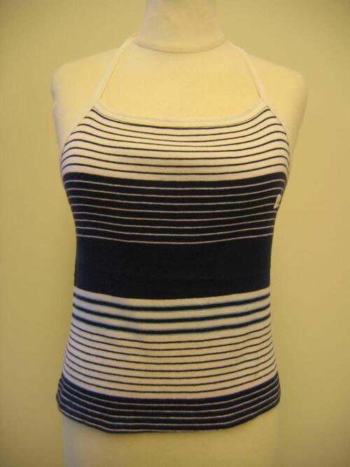 Marinetop met witte en blauwe strepen