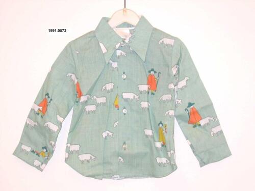 Overhemd in groene polyester met figuratieve print