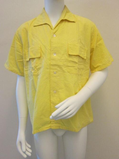 Overhemd in gele nylon met korte mouwen