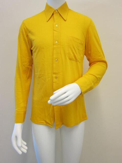 Overhemd in kanariegeel tricot met lange mouwen