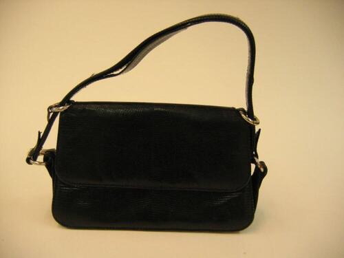 Handtas in donkerblauw slangenleer