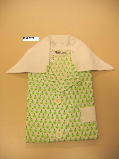 Blouse in wit-groene katoen met figuratieve bedrukking