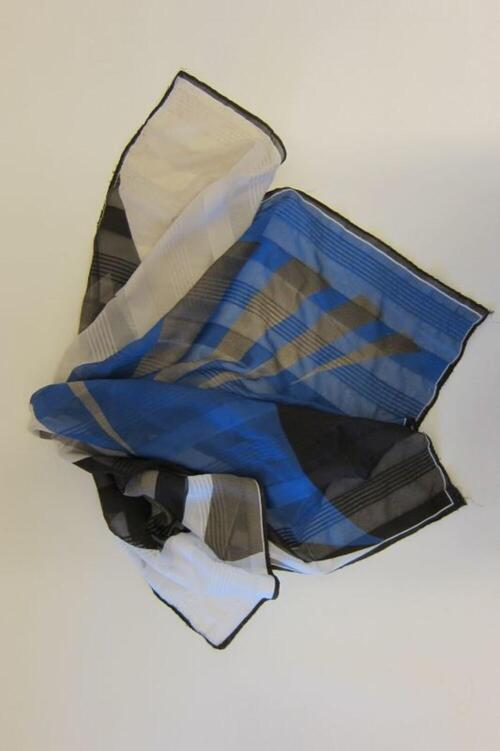 Foulard met abstract motief in beige, bruin en blauw