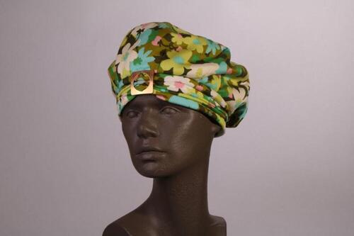 Baret in katoen met veelkleurig bloemmotief