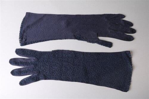 Handschoenen in blauwe, nylon tule