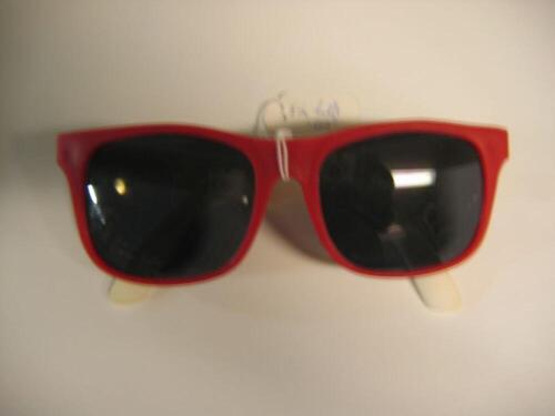 Donkere, bril met rood plastic montuur en witte benen