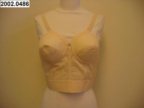 Bustier in huidskleurige nylon en kant