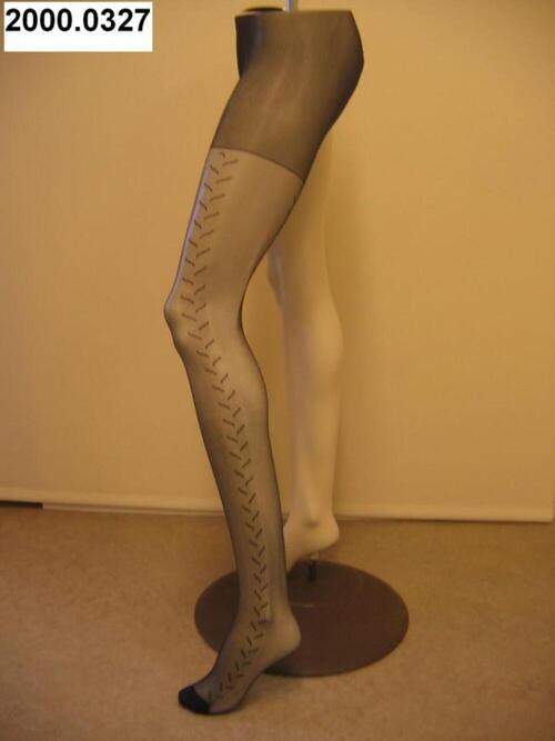 Zwarte panty met ingeweven tekening