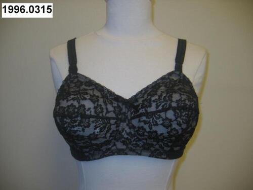 Bustehouder in zwarte nylon met cups in kant