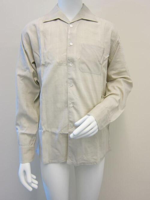 Beige overhemd met lange mouwen en kraag