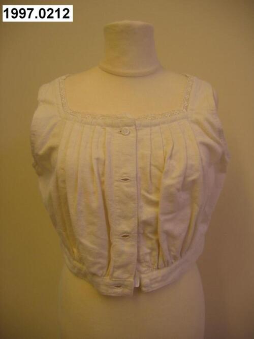 Cache-corset in ecru flanel met boord in kant