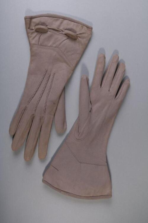 Handschoenen in grijze vilt met verbrede polsboorden
