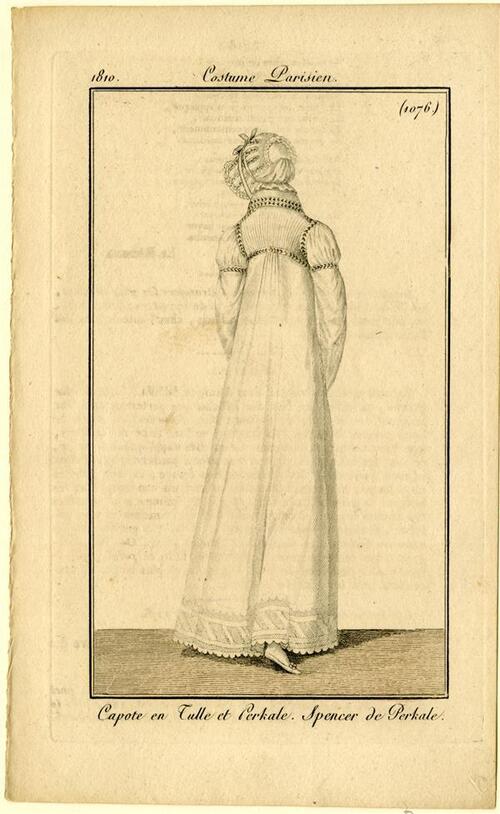 Costume Parisien 'Capote en Tulle et Perkale. Spencer de Perkale'