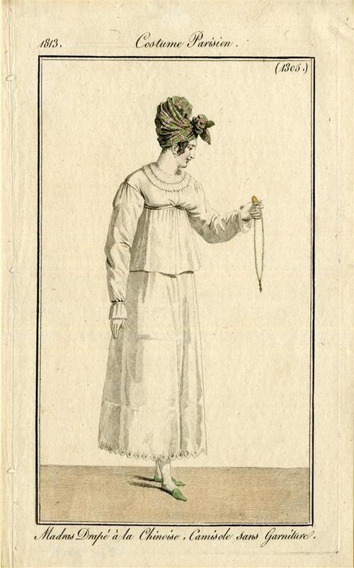 Costume Parisien 'Madras Drapé à la Chinoise, Camisole sans Garniture'