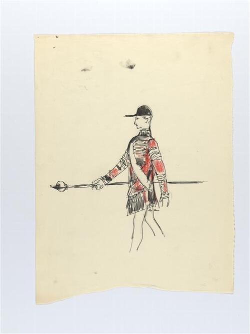 Illustratie van guard, en profil weergegeven in uniform