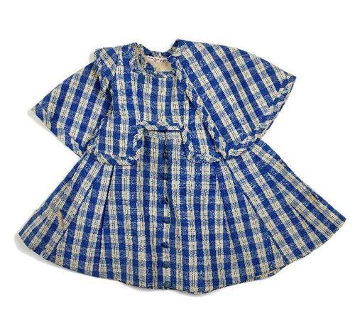 Lijfje onderdeel van 3-delig jurkje (meisje) van blauw/wit geruite wol/katoen