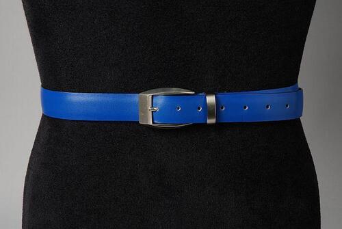 Blauwe leren riem, "Corbeau"