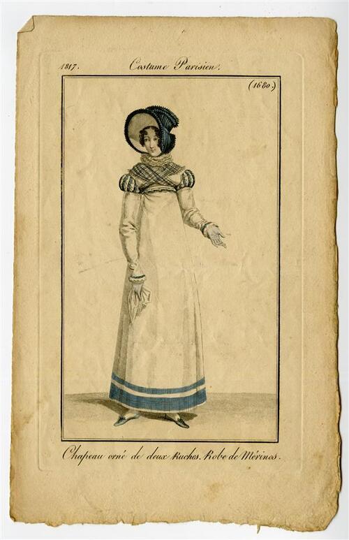 Costume Parisien 'Chapeau orné de deux ruches. Robe de Mérinos'