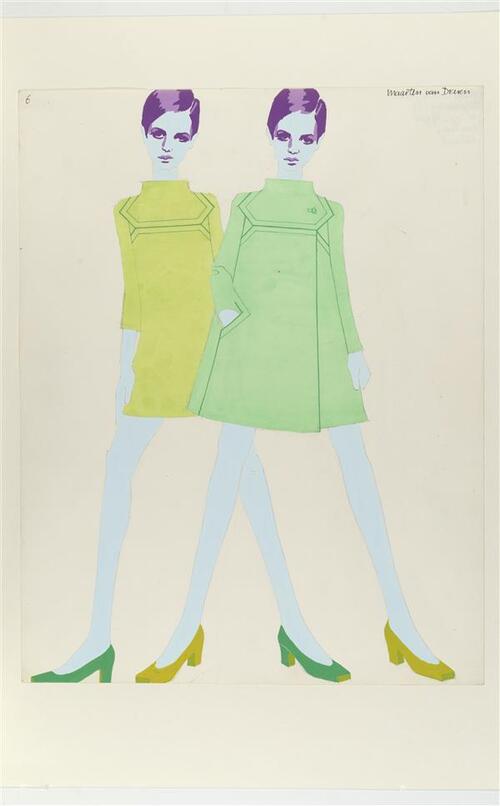 Ontwerptekening van twee groene mini-ensembles
