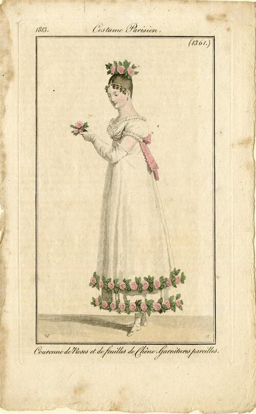 Costume Parisien 'Couronne de Roses et de feuilles de Chêne. Garnitures pareilles'
