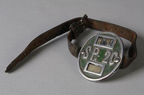Armschild van de brandweer met "No 1 / SP.20"