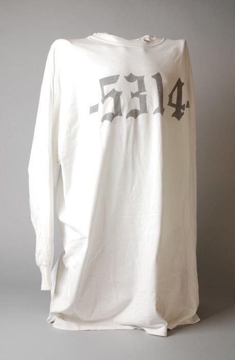 Oversized, wit shirt, maat 6, lange mouwen, opdruk "5314"