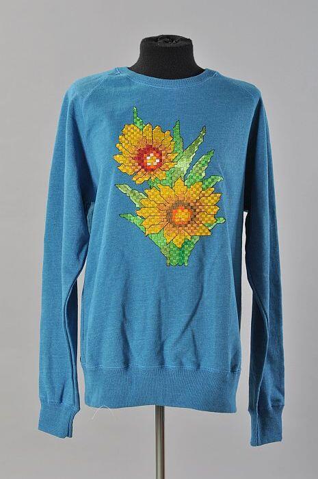 Blauw T-shirt met zonnebloemen